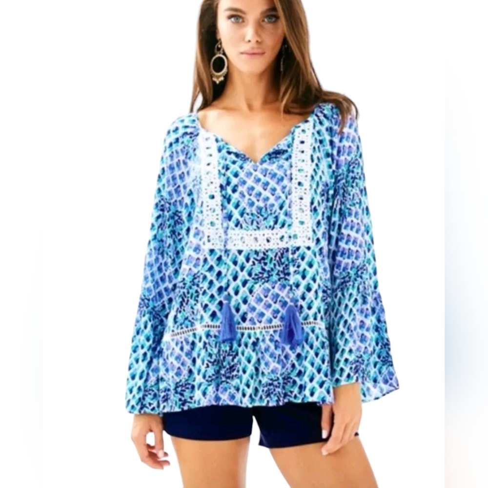 Lilly Pulitzer Amisa Top XSmall Lace Belle Flowy‎ Fairy Preppy Dainty Beachy M